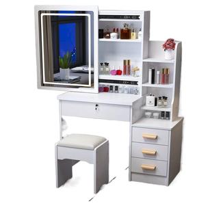 可推拉卧室梳妆台小户型简易化妆台简易迷你网红风化妆桌镜子