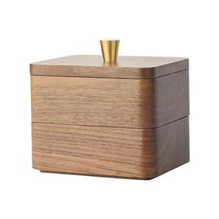 实木牙线牙签盒棉签收纳盒日式 桌面防尘高档创意牙签筒家用轻奢小