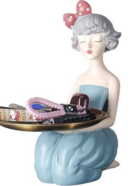 欧式玄关放钥匙收纳摆件树脂轻奢家居入户进门水果托盘装饰品精致