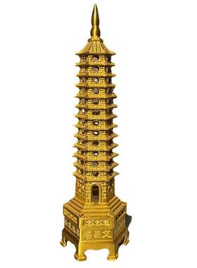 纯铜文昌塔摆件13层十三层黄铜全铜文昌塔书桌办公桌六面带字