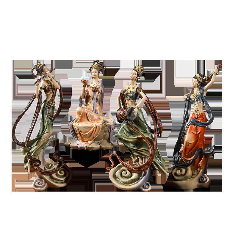 敦煌飞天摆件古典仙女中国风客厅书架电视柜新中式装饰高端工艺品