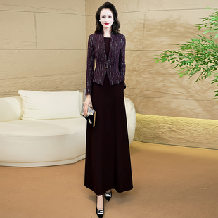 端庄大气连衣裙女秋冬2025新款轻奢高级感气质显瘦毛呢加厚长裙67