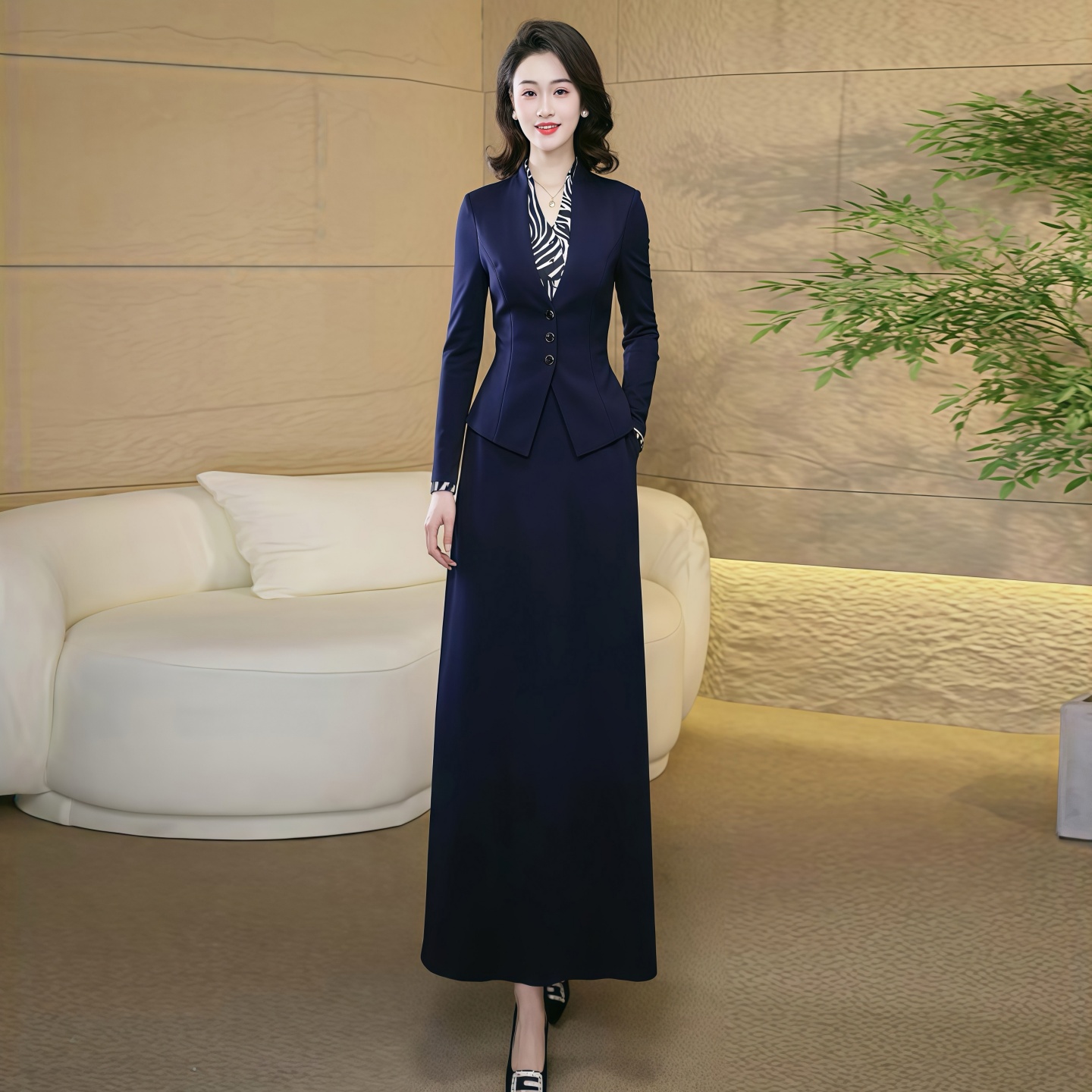 拉佰缇假两件气质显瘦连衣裙