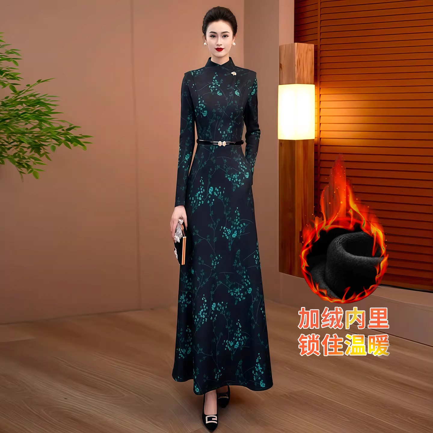 高端大气加绒巨好看的冬装连衣裙女2026新年轻奢气质显瘦长裙149