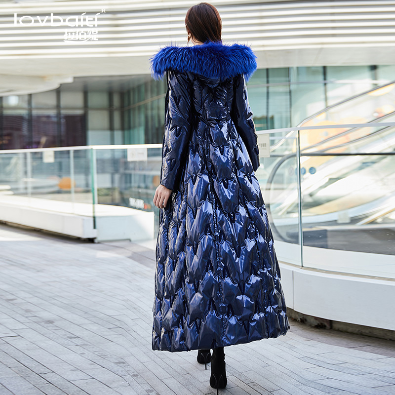 新款炫彩毛领到脚踝免洗羽绒服