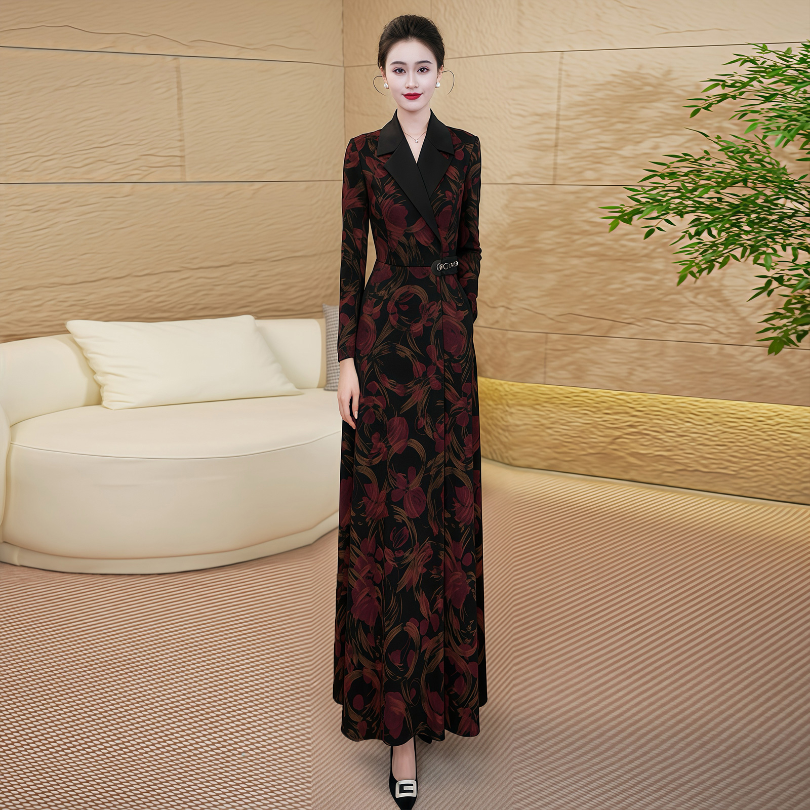 显瘦气质优雅连衣裙女长袖