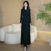 今年流行爆款 蓝色长款 连衣裙女秋冬2025新款 高级感气质显瘦长裙子