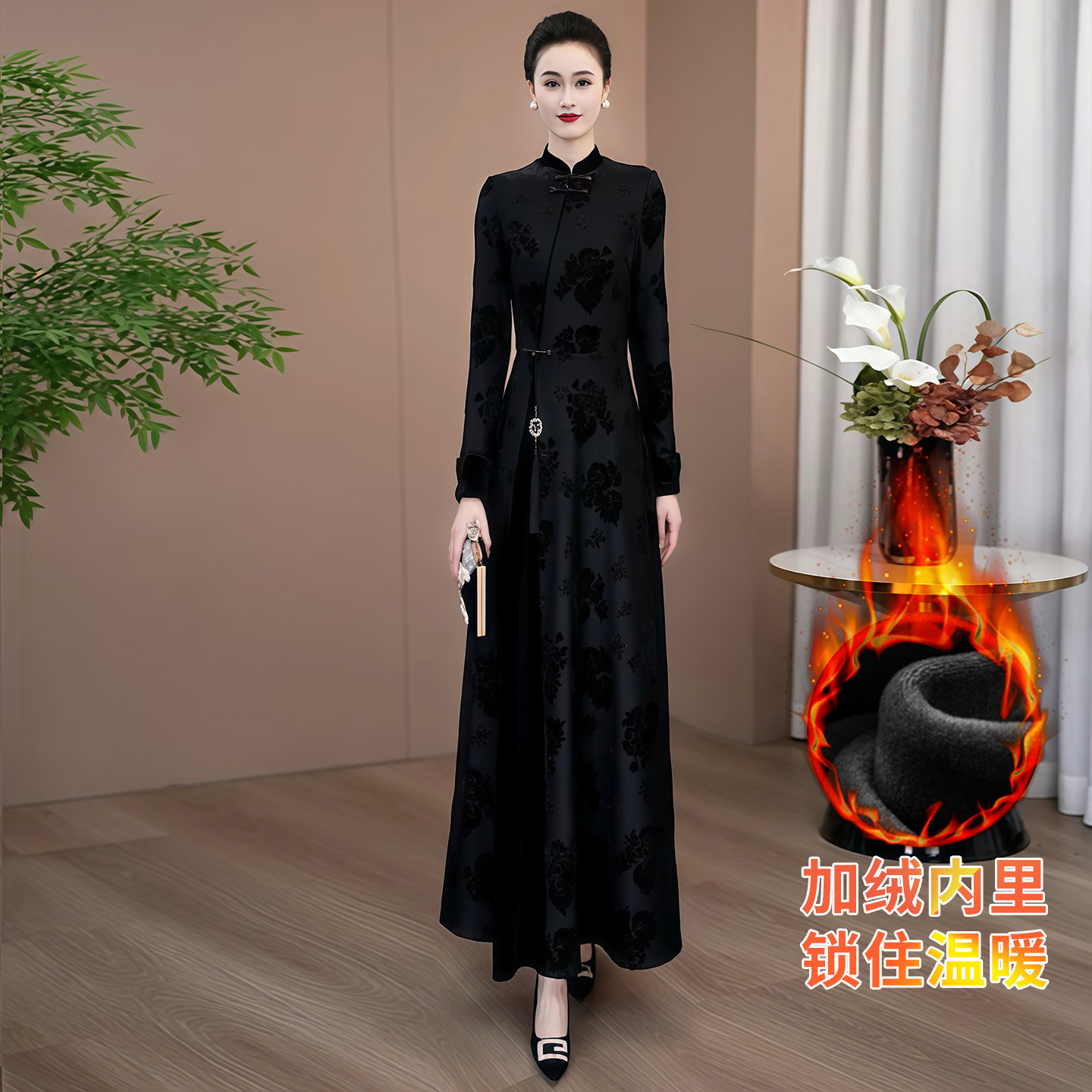 拉佰缇国风旗袍气质长裙