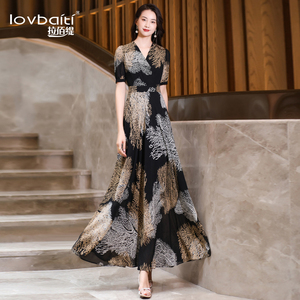 端庄大气连衣裙女夏季2026新款气质收腰大摆宴会超长裙到脚踝848