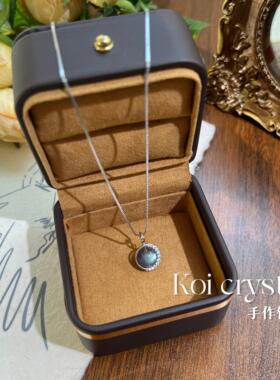 原创天然月光石粉水晶S925纯银不掉色小众设计感吊坠项链女友礼物