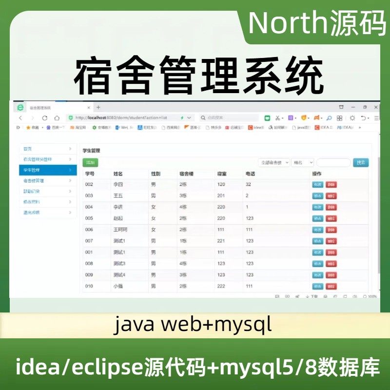 Javaweb学生宿舍管理系统源码+数据库文件+详细部署运行视频+工具