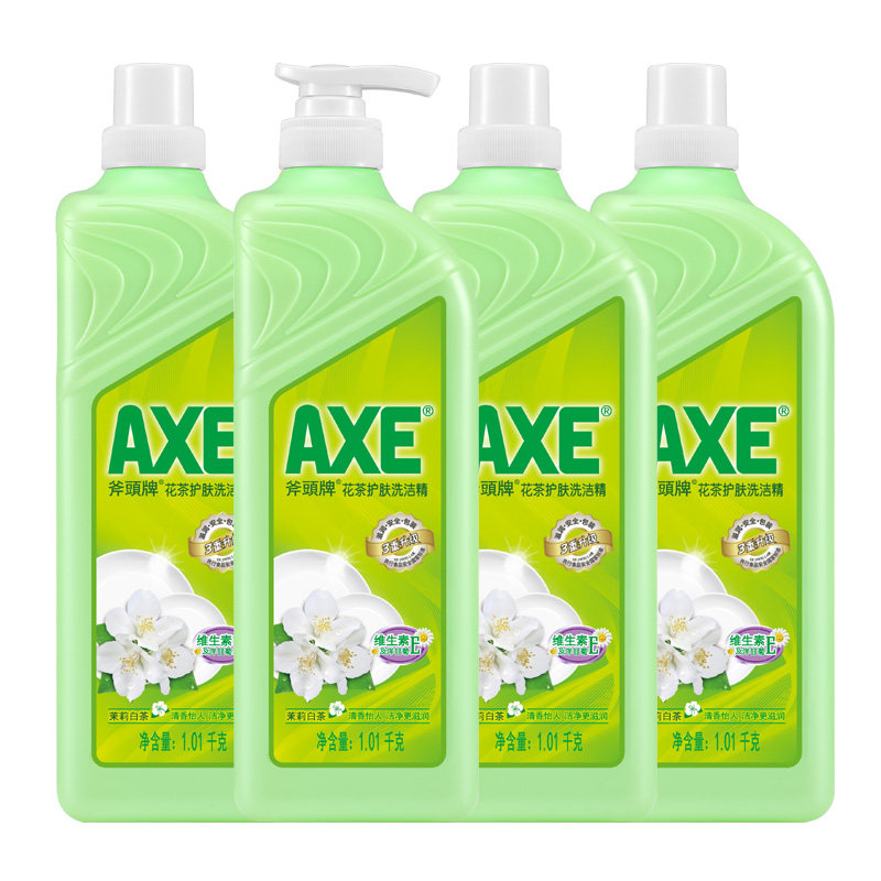 axe斧头牌花茶护肤洗洁精1.01kg*4瓶装食品用家用实惠清洗剂大瓶