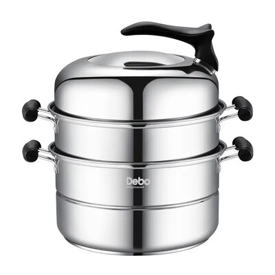 德国Debo德铂蒸锅汤锅3层加厚不锈钢28cm复底加大燃气电磁炉通用