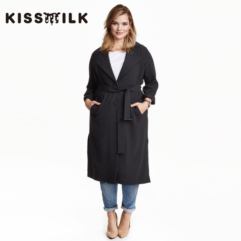 kiss milk2019春季新款 胖妹时尚大码女装简约男友风系带风衣外套|ruв категории Женская одежда, женской одежды - от Buy2taobao.com для оказания профессиональной услуги покупки агента Taobao