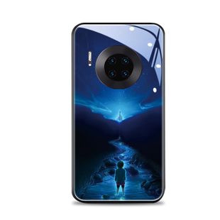 蓝色星空适用华为mate30手机壳mate40新款mate10镜面玻璃pro潮男30epro防摔mate8高级创意套ins简约全包外壳