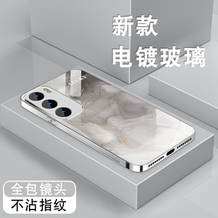 金箔水墨适用opporeno12手机壳reno11pro男女新款 镜头全包防摔高级感保护套硬外壳 Reno10电镀银玻璃Reno9Pro