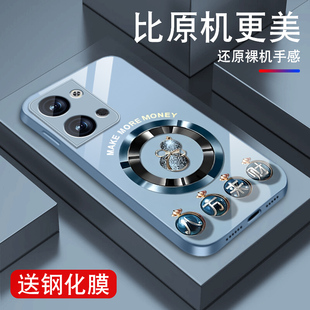适用opporeno9手机壳Reno9pro葫芦来财Reno9pro+金属漆玻璃0pp0保护套opop男女新款高级小众全包防摔硅胶外壳