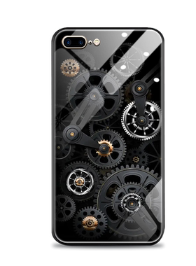 适用于金色齿轮适用苹果8plus手机壳iPhone7新款苹果6玻璃苹果5s男plus潮女se12三代保护套高级全包防摔外壳