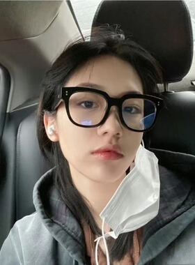 新复古小红书同款黑色粗框眼镜女方形圆脸减龄素颜近视眼镜框
