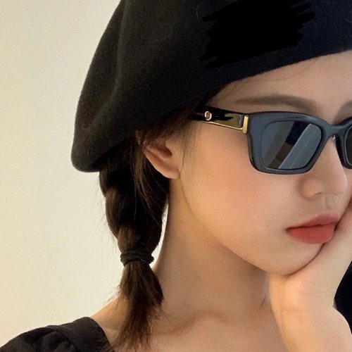 新款196联名jennie同款墨镜复古韩版镜腿镂空圆脸网红太阳眼镜潮