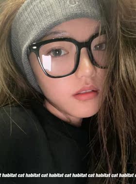 韩版黑色方形眼镜男网红日系复古大框透明灰色素颜眼镜女显脸小