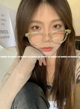 顽童大人同款透明灰色眼镜框新复古日系小红书方形小脸素颜眼镜