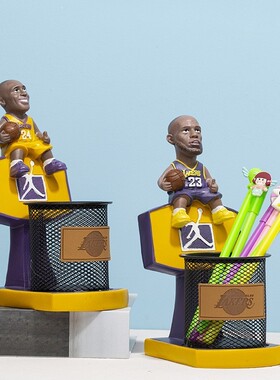 桌面收纳科比树脂工艺品学生生日礼物NBA詹姆斯球星笔筒男生篮球