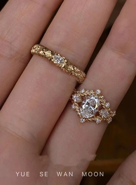 【伊甸园夜晚】vintager中古枝叶缠绕调金闪钻戒指万缕藤蔓食指戒