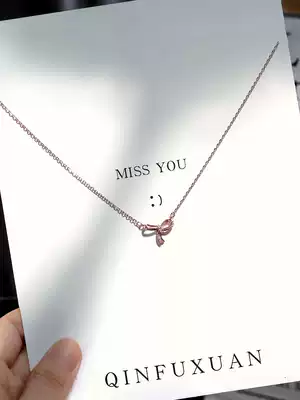 Bow rose gold necklace female sterling silver color gold light luxury niche design sense clavicle chain ins cold wind wild