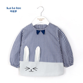 纯棉儿童防水罩衣秋冬新款 卡通男女宝宝反穿衣婴幼儿围兜吃饭衣