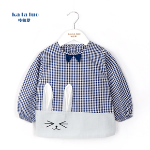 纯棉儿童防水罩衣秋冬新款卡通男女宝宝反穿衣婴幼儿围兜吃饭衣