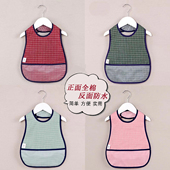 夏季 宝宝纯棉防水围兜儿童无袖 吃饭防脏反穿衣婴儿饭兜罩衣轻薄款