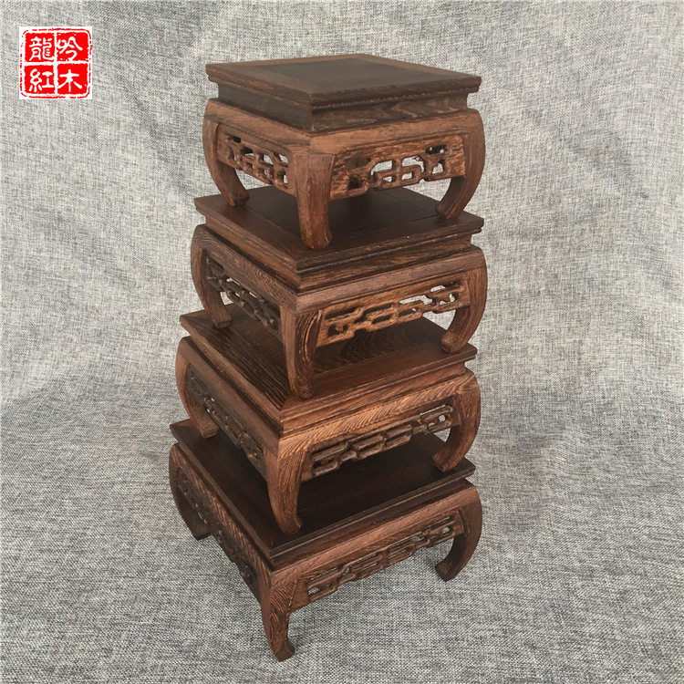 奇石鸡翅木盆景底座家居摆件底座  实木工艺品红木底座创意款