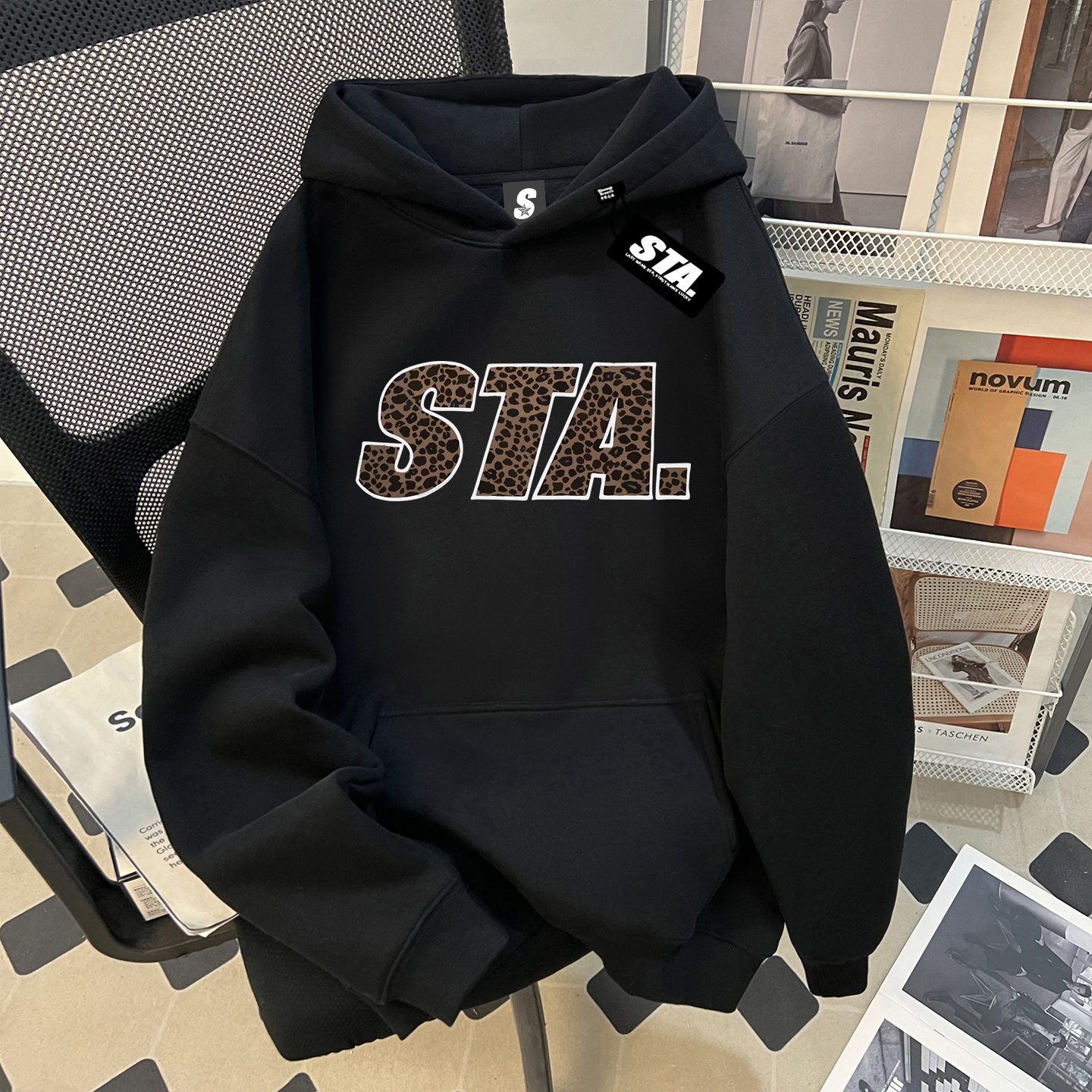 STA官网旗舰店正品连帽卫衣宽松男女纯棉加厚外套帽衫休闲国潮牌