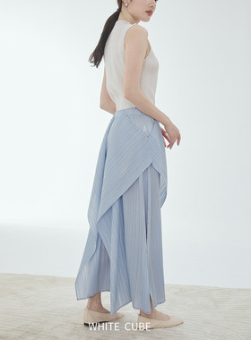 whitecube pleats三宅风海带褶皱阔腿裤女松紧腰舒适感飘逸感
