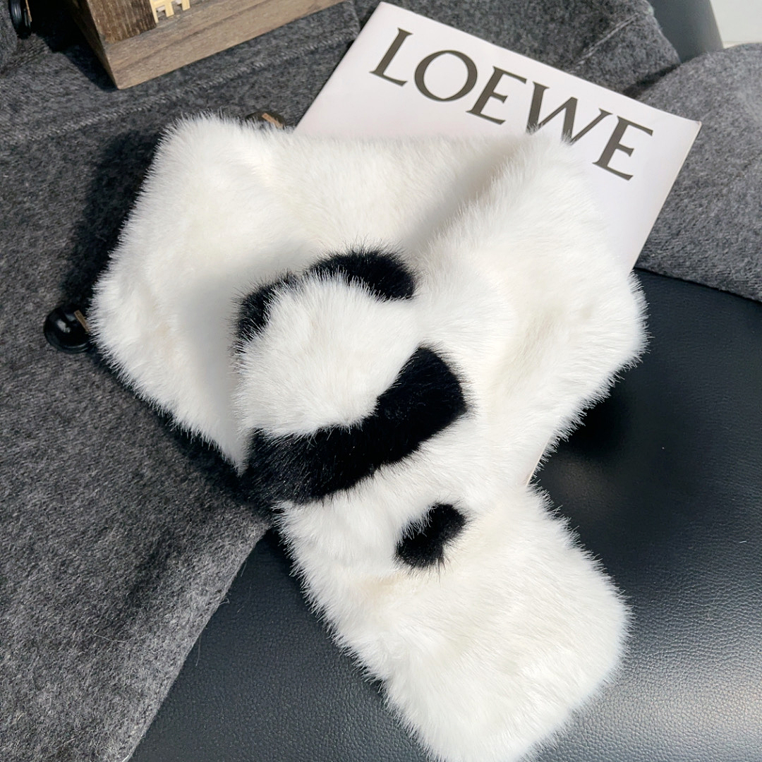 可爱水貂毛小熊猫仿皮草围巾围脖