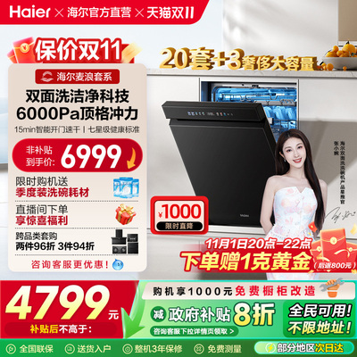 [换新补贴]海尔麦浪水精灵洗碗机20套双面洗W5000Plus+家用全自动