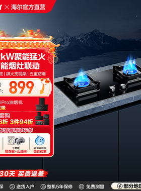 海尔燃气灶煤气灶家用双灶天然气灶台厨房家用烟灶联动灶具Q2BE58