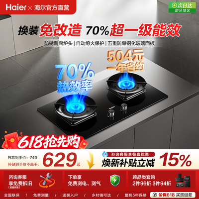 [旗舰顶配]海尔超密猛火燃气灶厨房家用台式嵌入双灶台灶具H70A