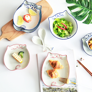 陶瓷餐具盘子创意不规则米饭碗可爱水果盘儿童早餐盘菜盘家用 日式