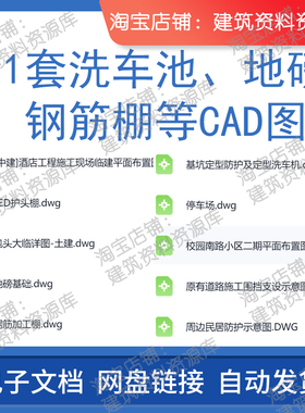 11套洗车池地磅钢筋棚等CAD图建筑工地房建施工常用布置图示意图
