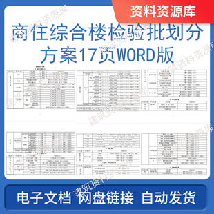 商住综合楼检验批划分方案17页word建筑土建中建工程施工参考资料