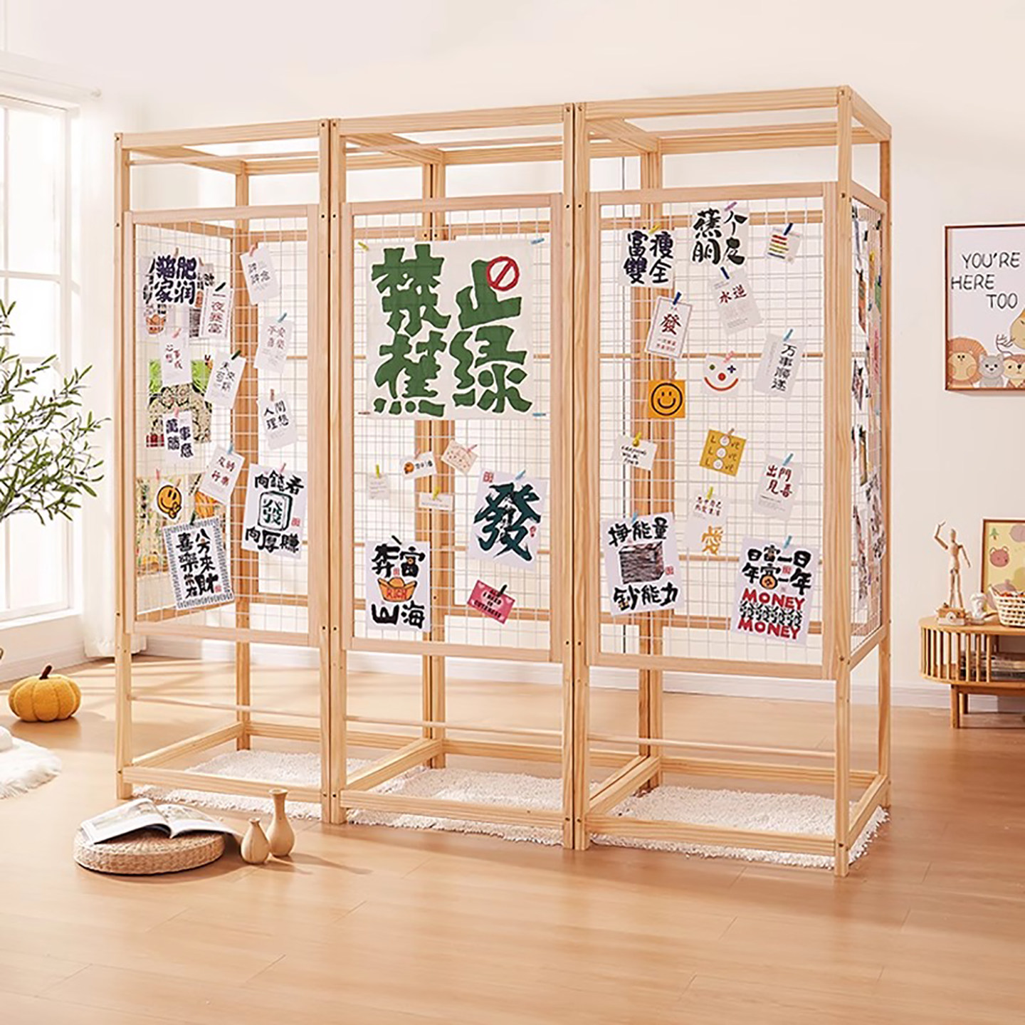 幼儿园美术作品展架 铁艺网格展示架 实木多组美工区架设推荐