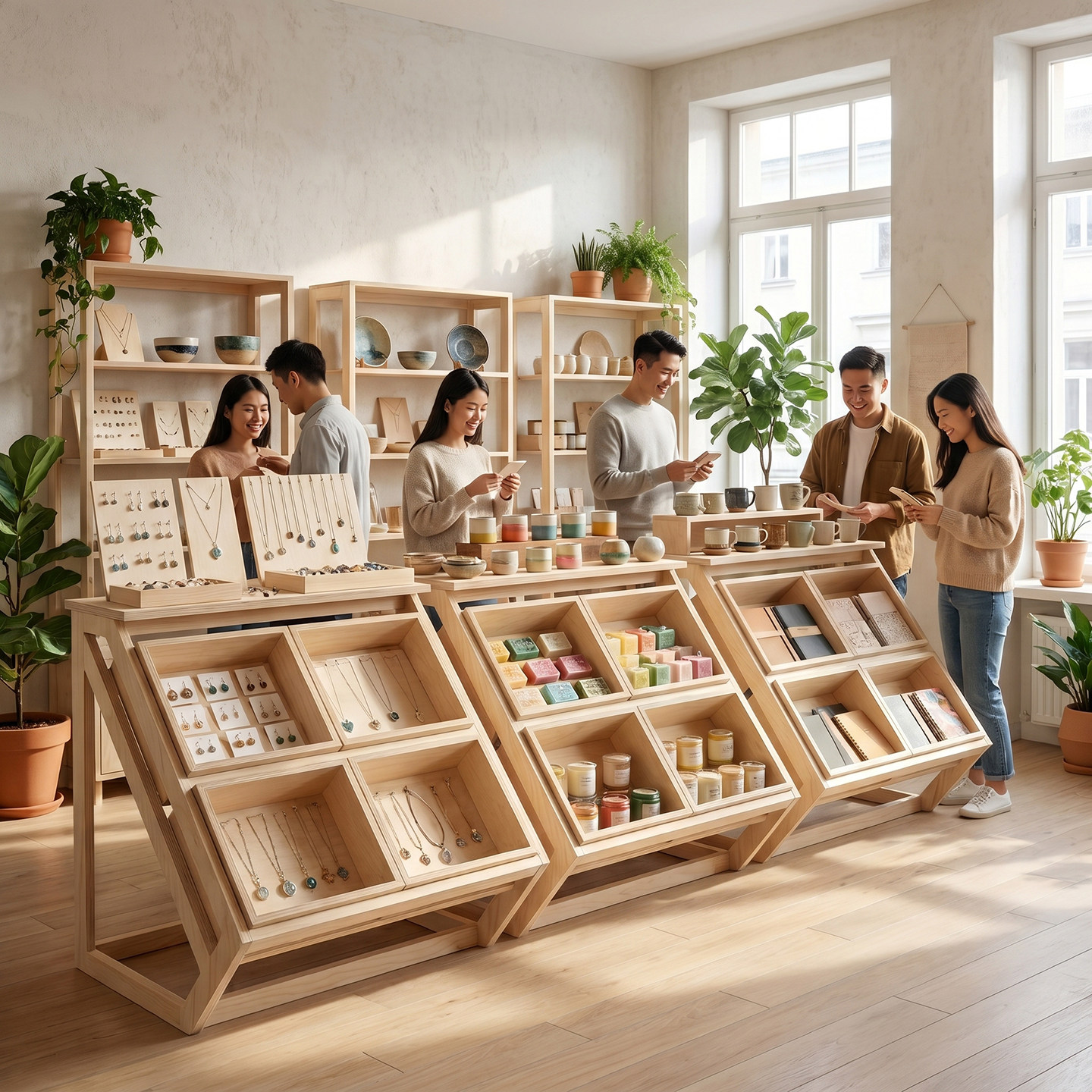 货品陈列展示架实木中岛商用展台架子高级感商品文创展会展示柜子