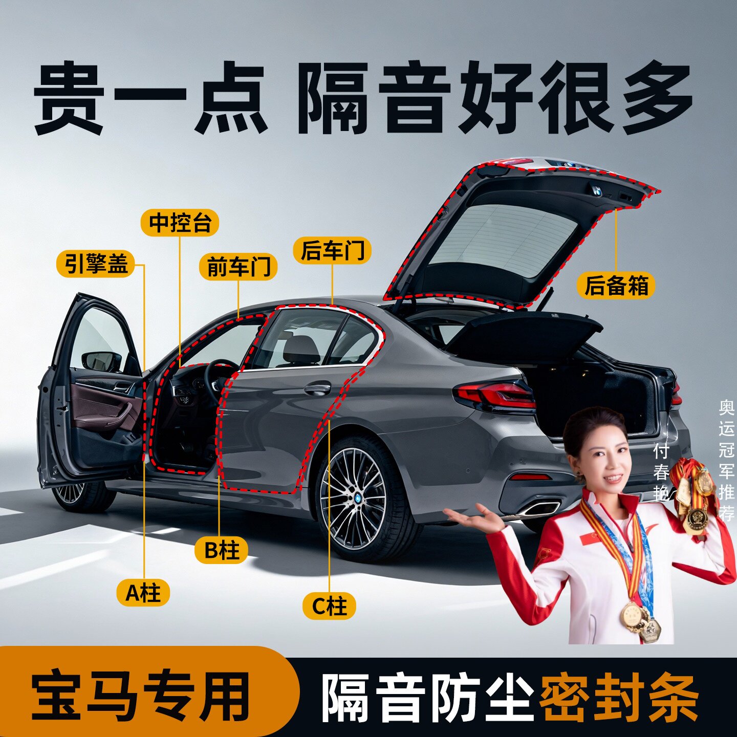 宝马车门密封条3系5系7系X1/X3/X5/X7汽车门边框b柱C柱门缝隔音条