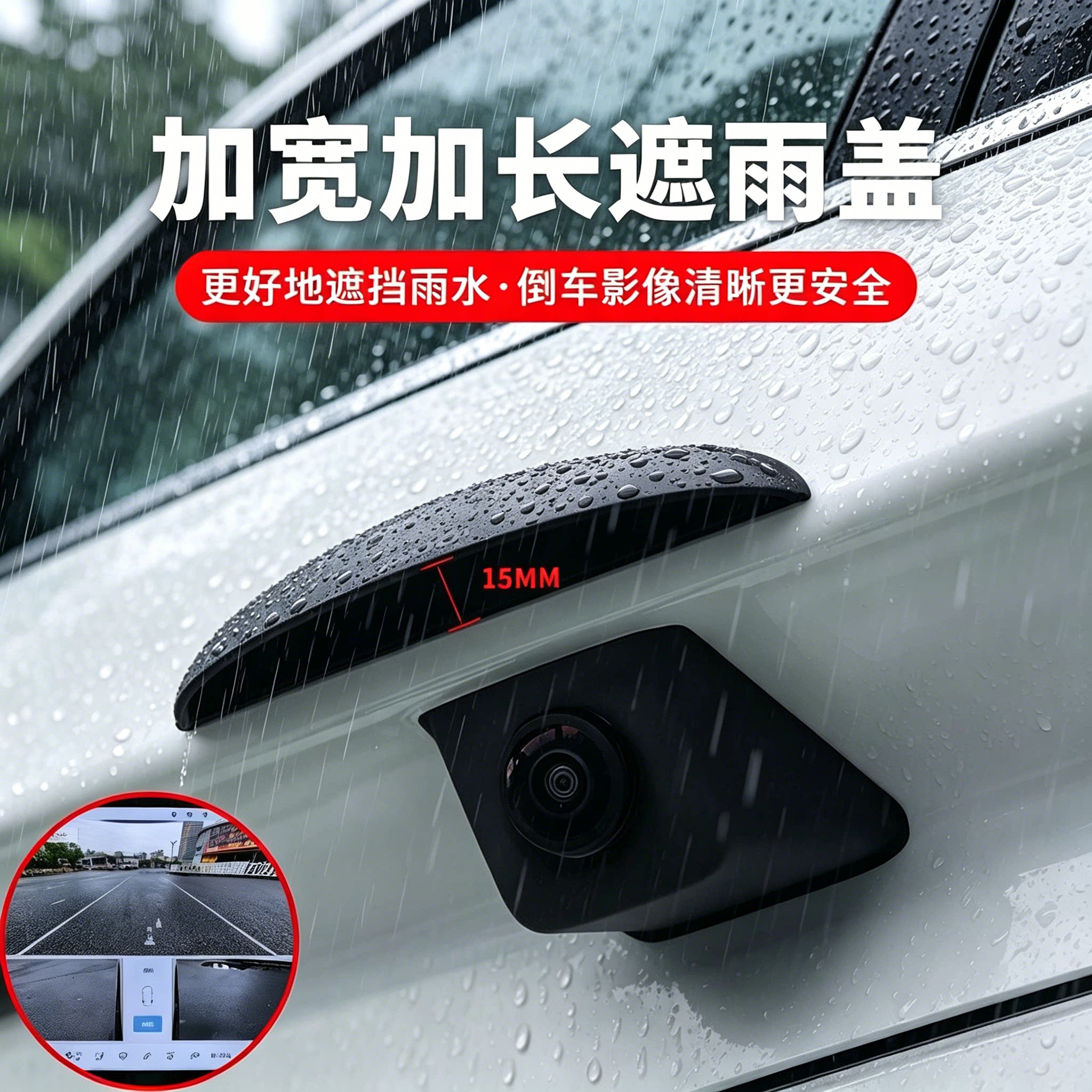 倒车摄像头遮雨防雨罩汽车防雨挡防水保护罩硅胶后影像雨眉通用图片