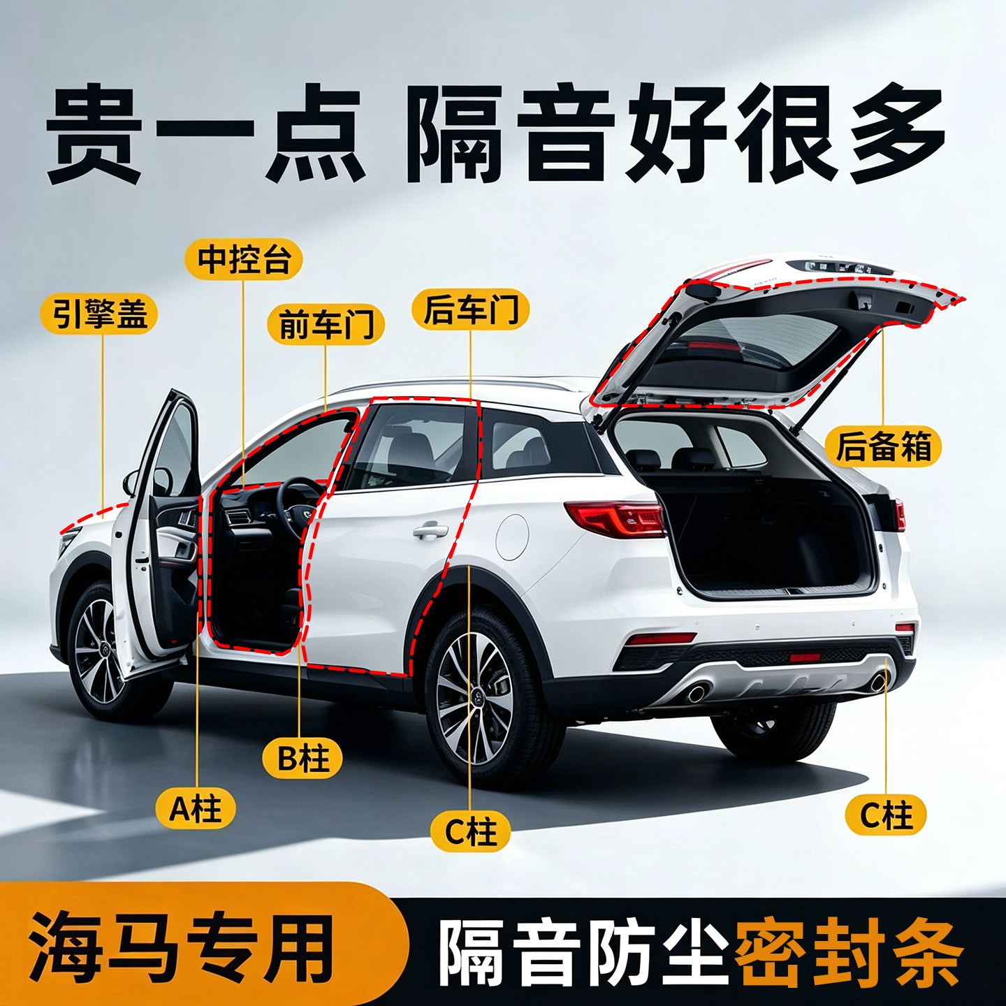 海马8S/爱尚EV/S5/6P/7X福美来E3/M3汽车门密封条ABC柱中控台胶条