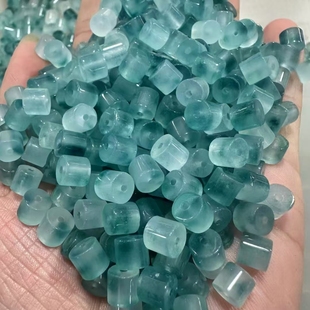 纯天然算盘子半桶截珠玉石散珠项链饰品配件冰晴桶珠海蓝宝色DIY