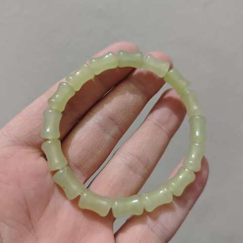 天然青海昆仑冰晴料竹节手串