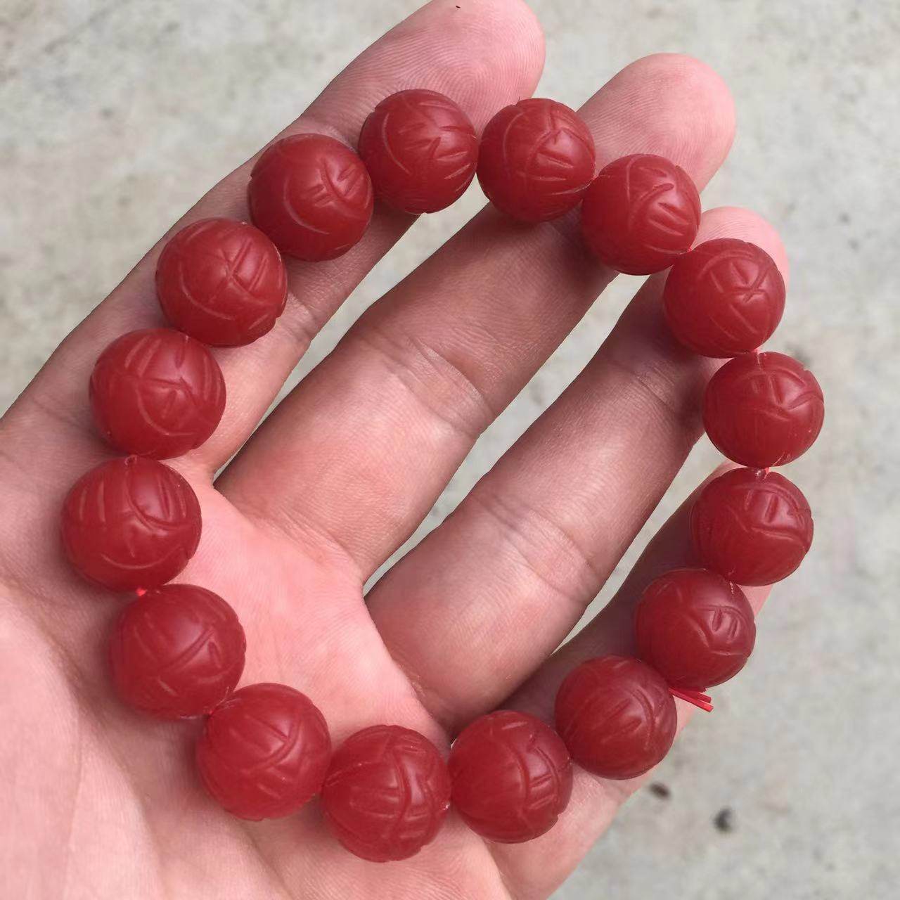 纯天然云南红玛瑙南瓜珠15手链四川凉山莲花珠手串14mm饰品民族风